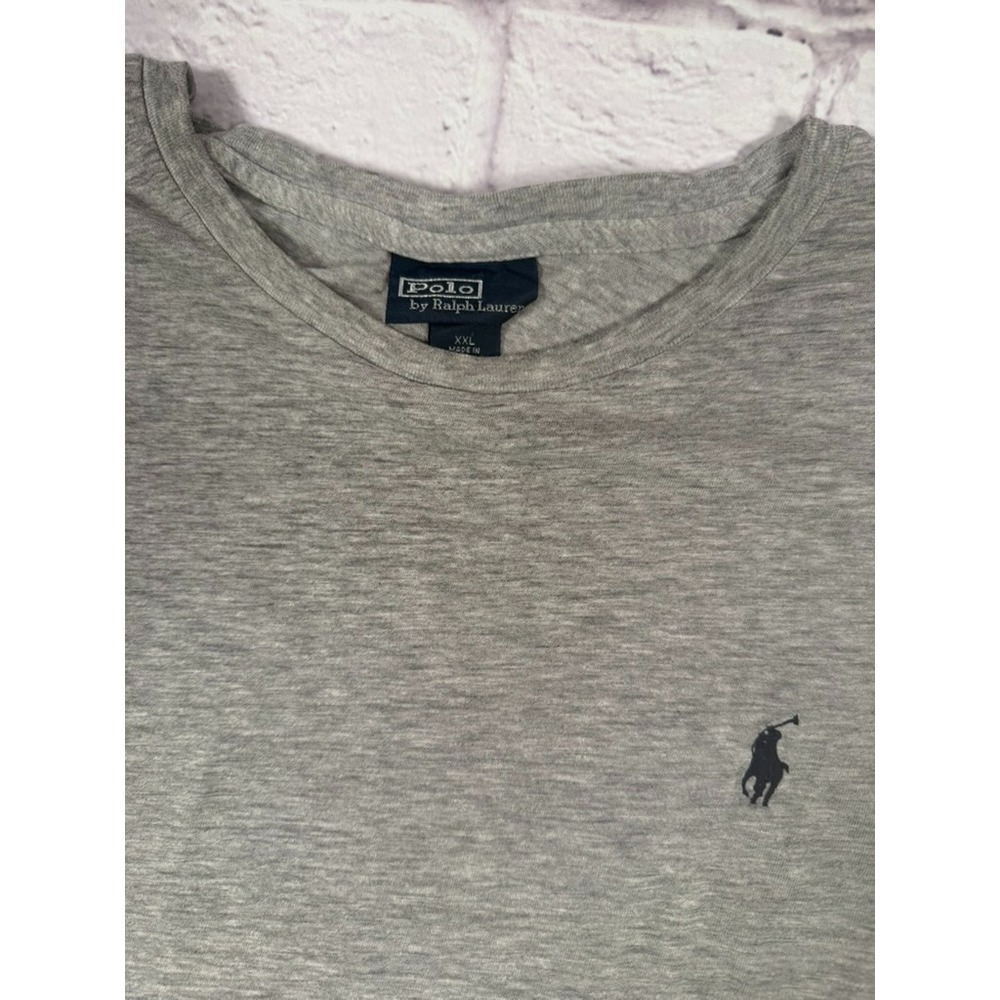 Polo Ralph Lauren Grey Solid Short Sleeve T-Shirt Mens XXL‎ 2XL Cotton Blend